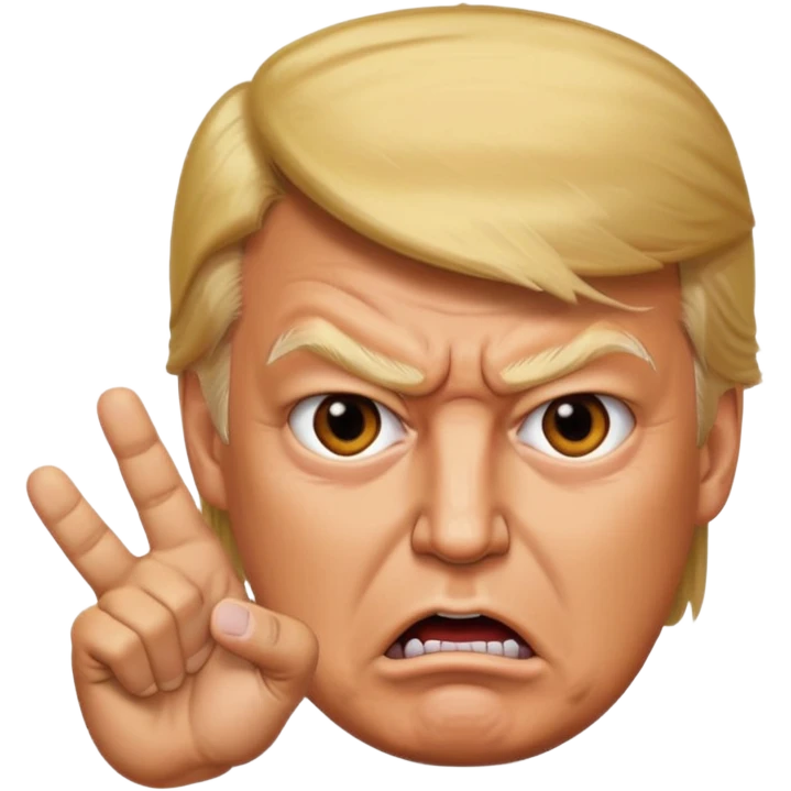 donald trump is angry. and he shows it with hand emoji