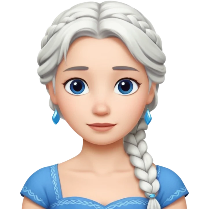Эльза холодное сердце белые волосы коса голубое платье мультфильм emoji