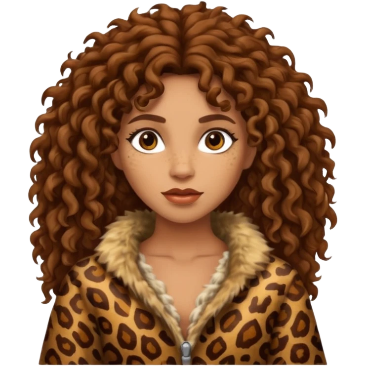 cavewoman with brown curly hair emoji
