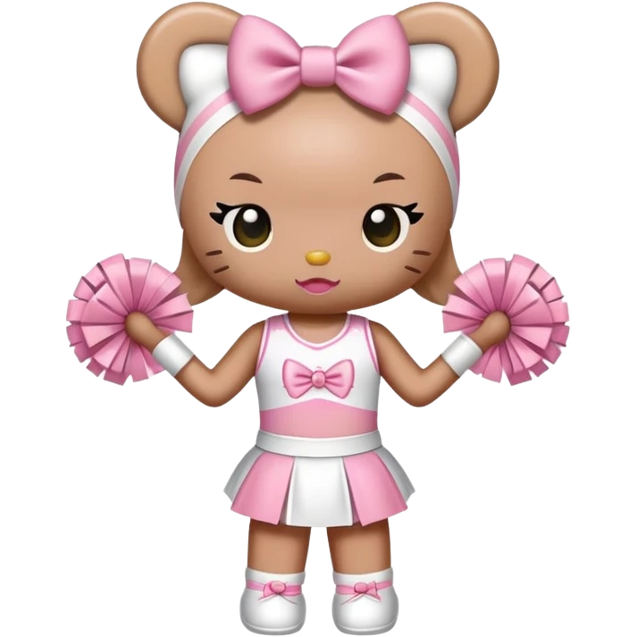 Hello kitty with a light ink bow dressed as a cheerleader  emoji