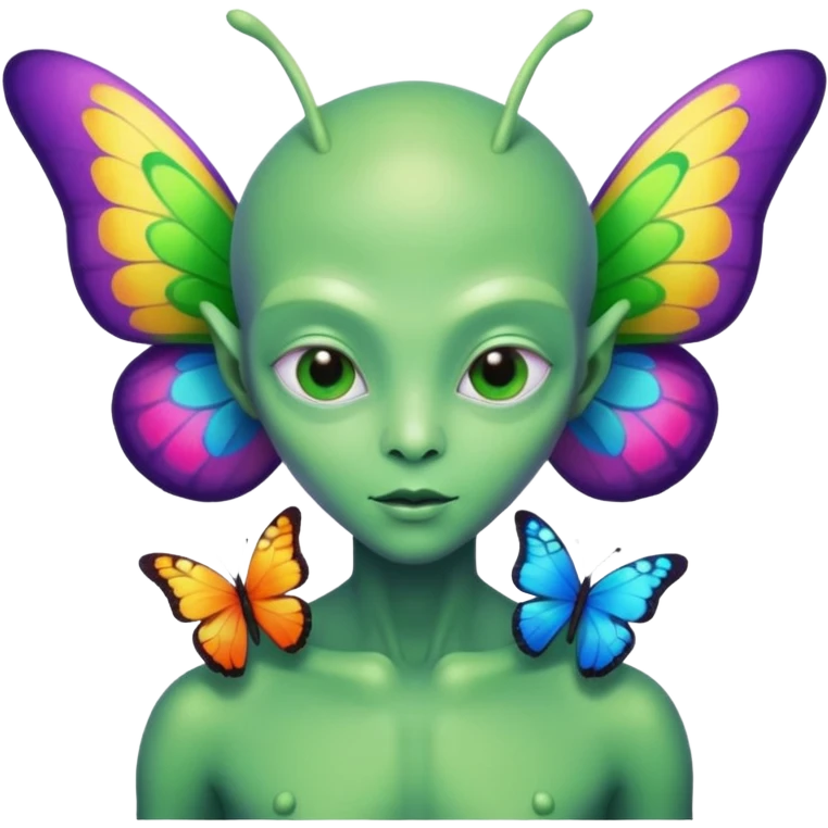 an alien with butterflies on hand emoji