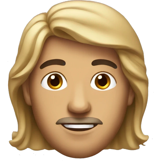 tunisian man with longue hair and a slim face emoji