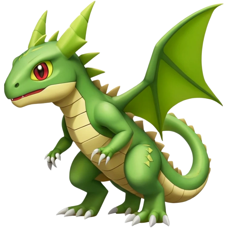 Flygon-Larvitar-Fraxure-hybrid-creature, (full body) emoji