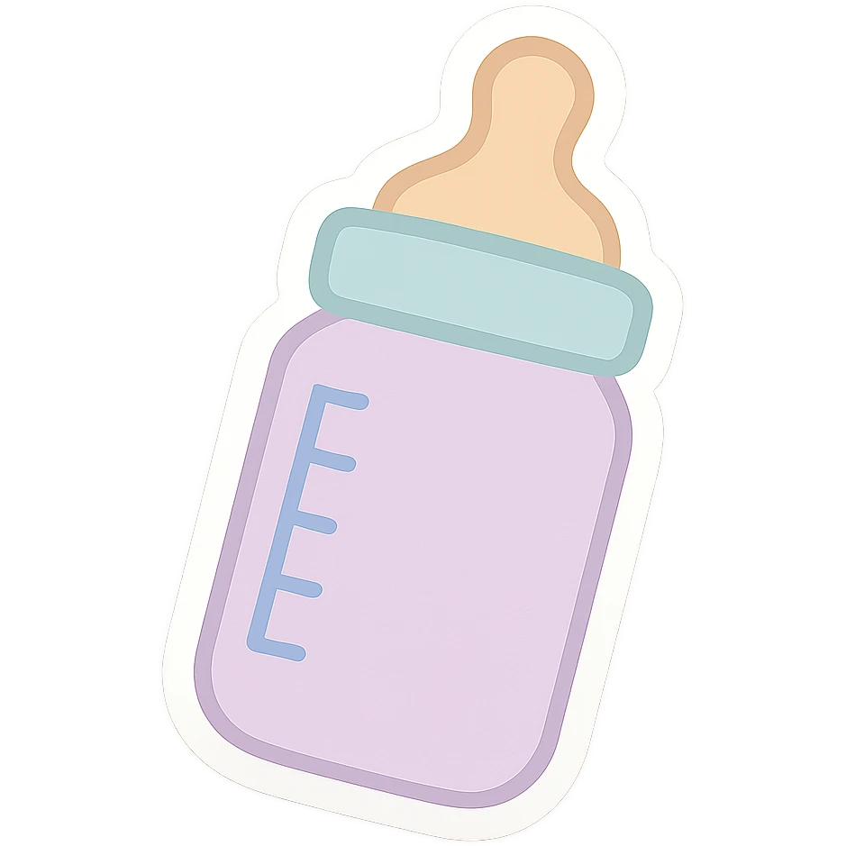 Recolor the baby bottle sticker in soft pastel colors emoji