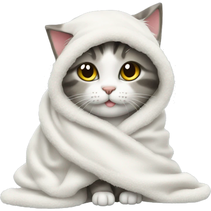 cat wrapped in white fluffy blanket christmas emoji
