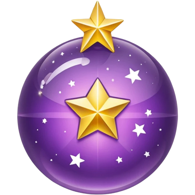 Bola de cristal roxa com estrela dourada brilhante dentro emoji