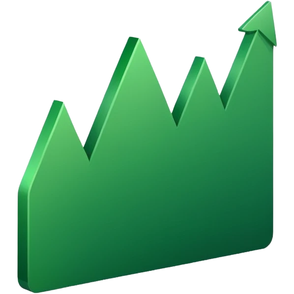 A green line graph with an upward trend, representing positive financial analytics. emoji