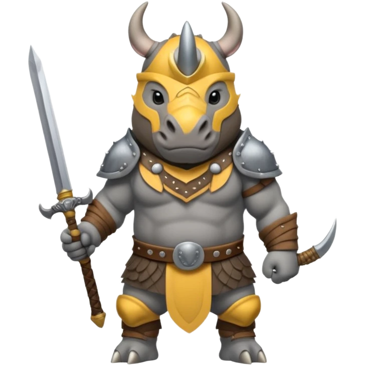 rhino with viking helmet and sword emoji