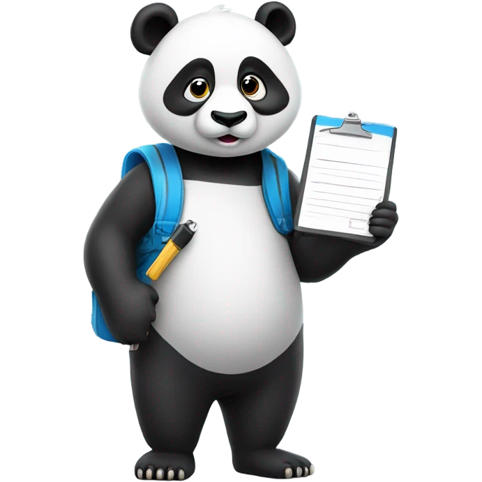 Panda wearing a visor with a whistle around its neck and holding a clipboard emoji