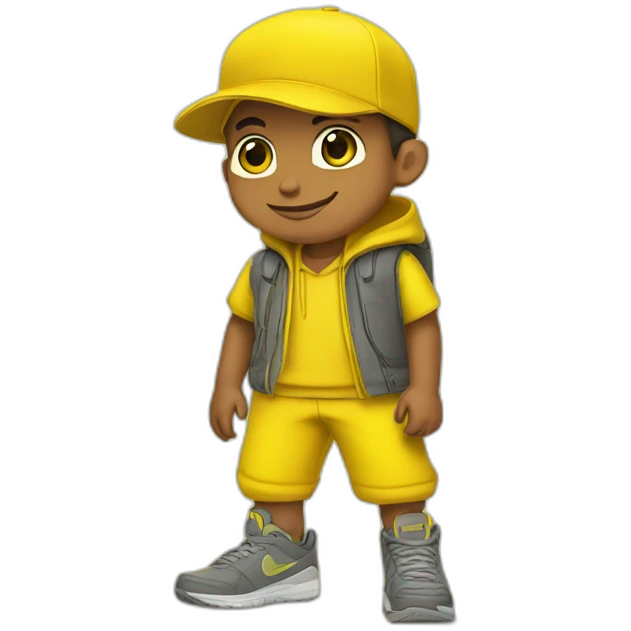 Morocho boy in yellow attire with a yellow Nike cap 🌟. emoji
