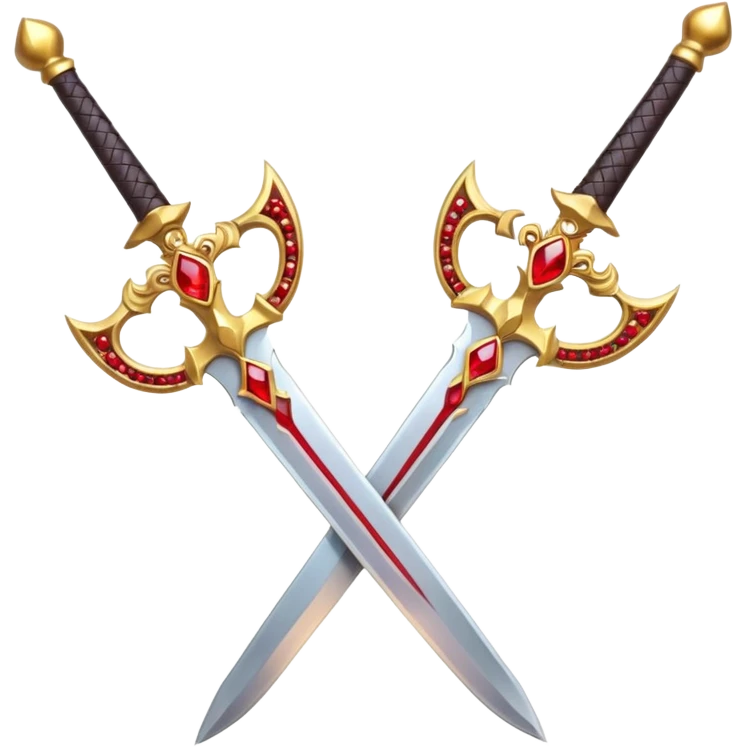 Two Golden royal swords with red gems emoji