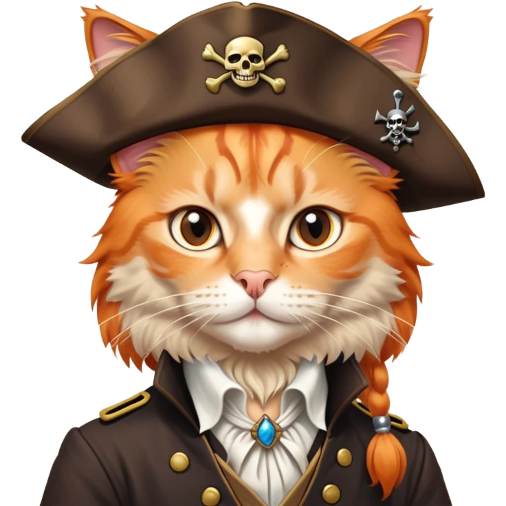Aristocratic orange cat on Jack Sparrow's shoulder emoji