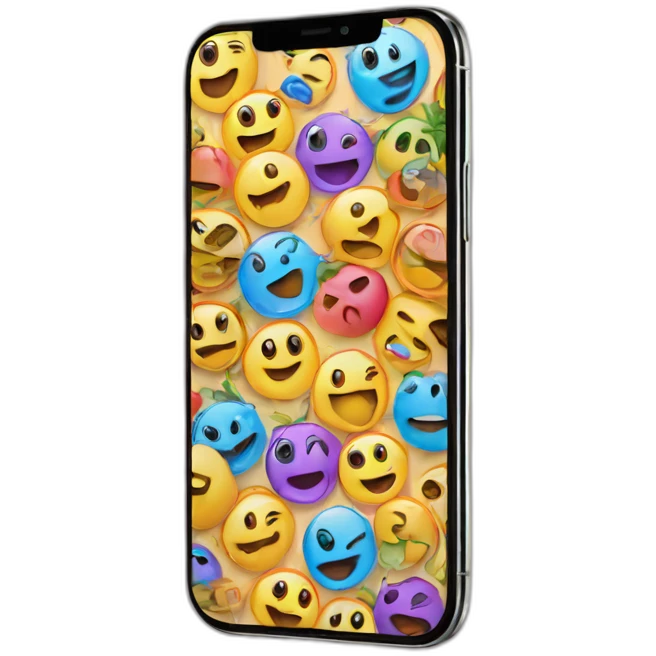 iphone 14 pro phone mockup with wallpaper emoji