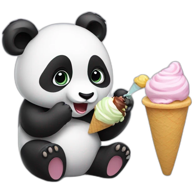 Panda eating ice cream emoji