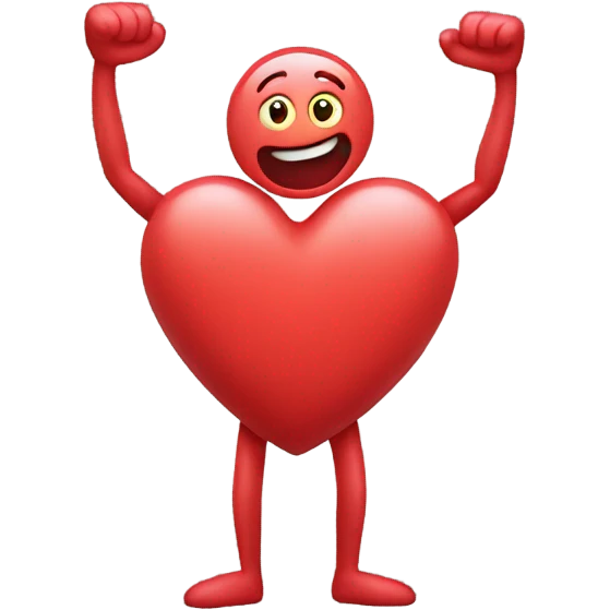 Heart with arms, legs, and face emoji