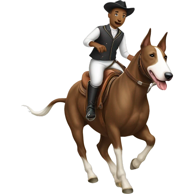 english bull terrier riding a horse  emoji