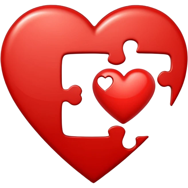 puzzle piece fitting with another and heart emoji