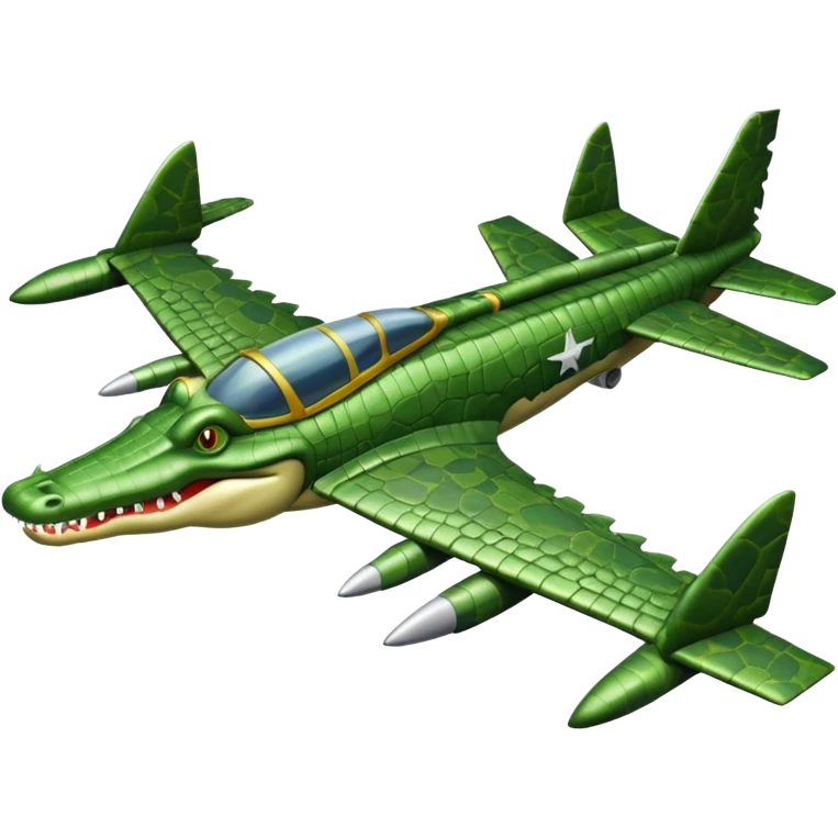 Un cocodrilo c9mbinado con un avion de guerra emoji