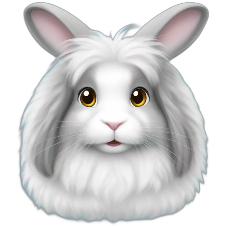 white and grey angora rabbit emoji