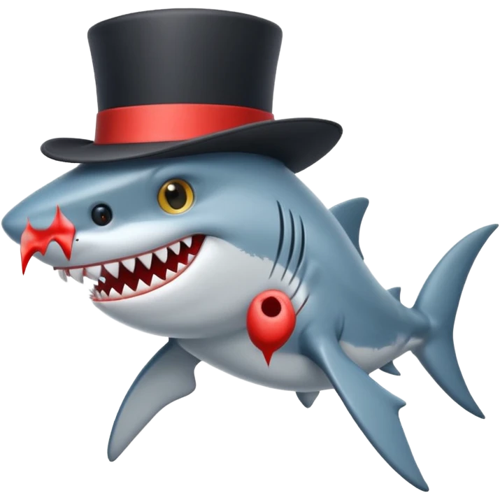 Shark with a top hat emoji
