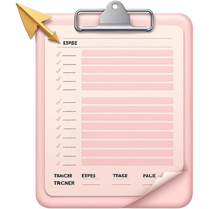 Light Pale Pink Expenses tracker Documents paper with arrow emoji