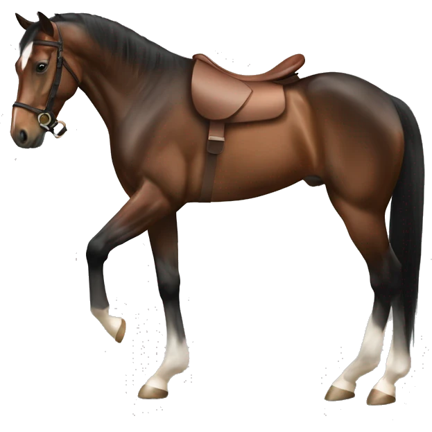 bay horse in am english saddle rearing emoji
