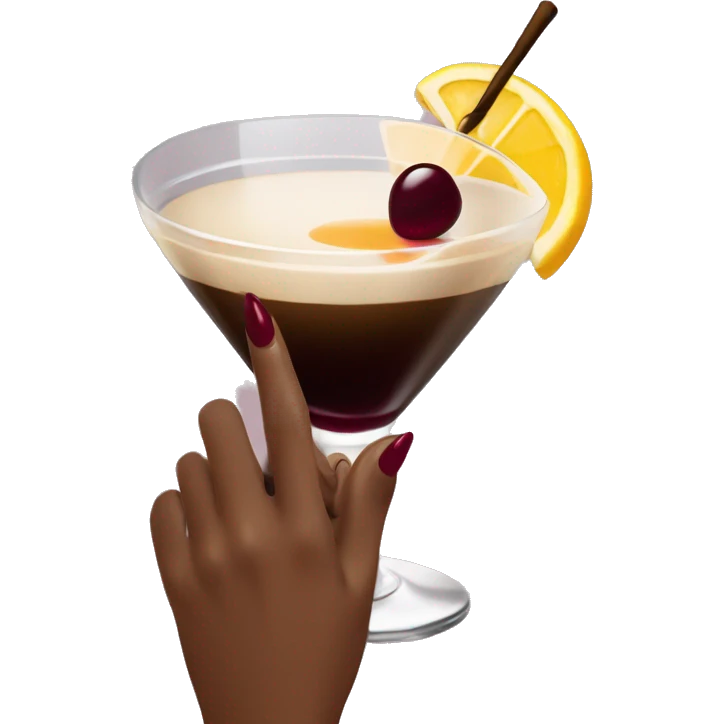 A girl hand with burgundy painted nails holding an espresso martini glass (1 item) emoji