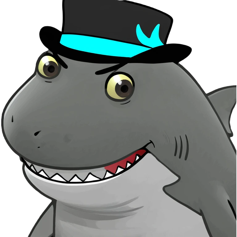 Shark with a top hat emoji