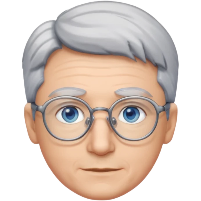 Grey haired emoji with blue eyes and glasses emoji