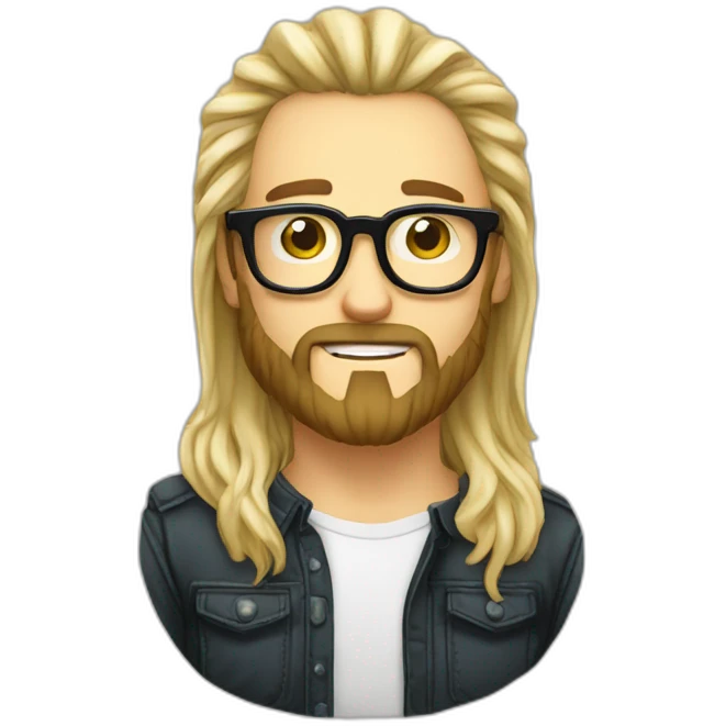 Dude blond round glasses chaotic beard long hair drink rhum emoji