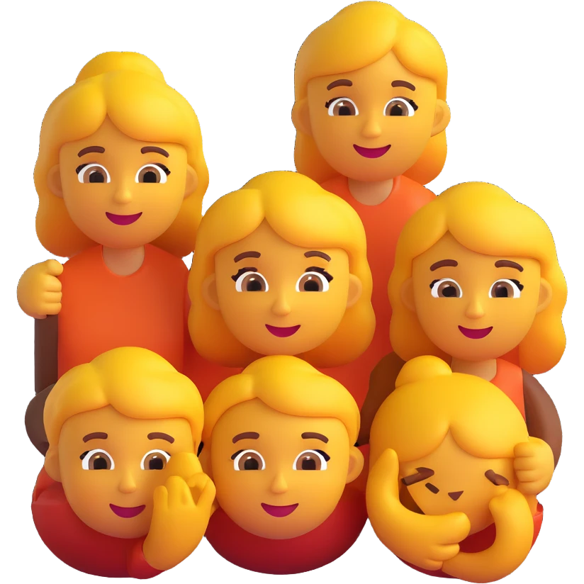 a family of four, 3D emoji style, happy emoji