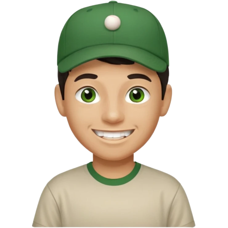 older-teenage-boy-dark-hair-green-eyes-tshirt-smiling-with-teeth-showing-baseball-hat-on-sideways emoji