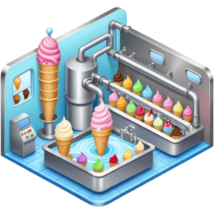 Ice cream factory with machines and production lines emoji