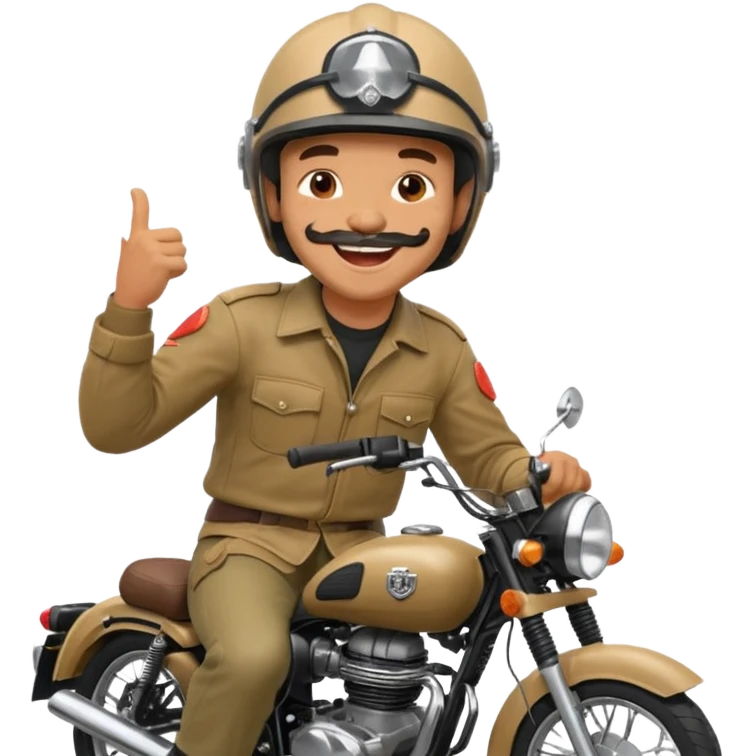 A man on a Royal Enfield bike laughing emoji