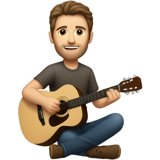 Caucasian man with brown hair playing acoustic guitar emoji