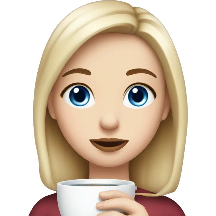 Girl sipping tea blue eyes blound Christmas emoji
