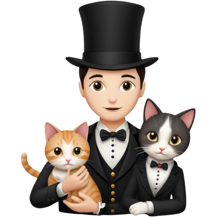 magician couple and their pet cat emoji