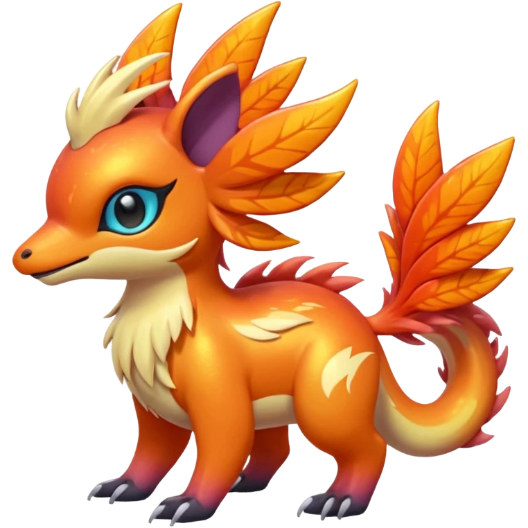  Shiny iridescent light warmly colored reddish-orange-gold-gradients neon vibrant colorful pastel flourishing flurry fuzzy Nargacuga-Palkia-Meloetta-Noibat-fusion-animal-Fakémon-hybrid-creature, by griffsnuff emoji