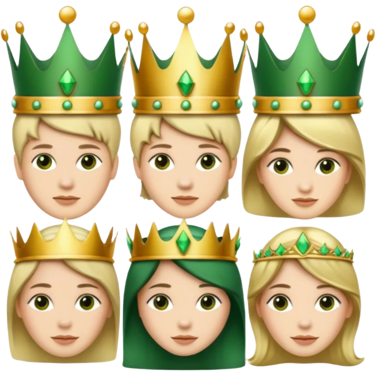 Several people with a crown that unites them with golden and green colours emoji