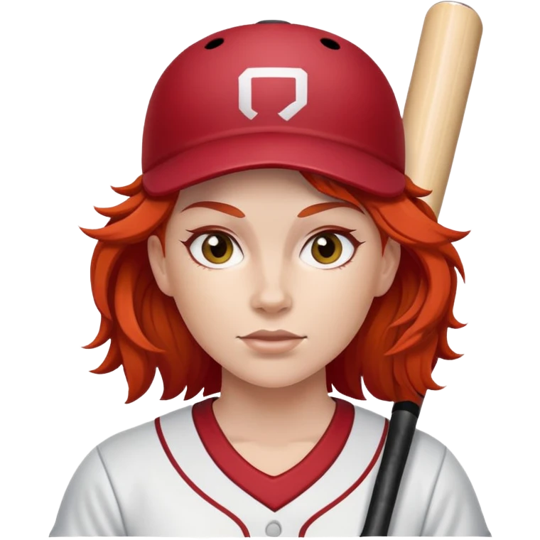 Softball player with red hair emoji