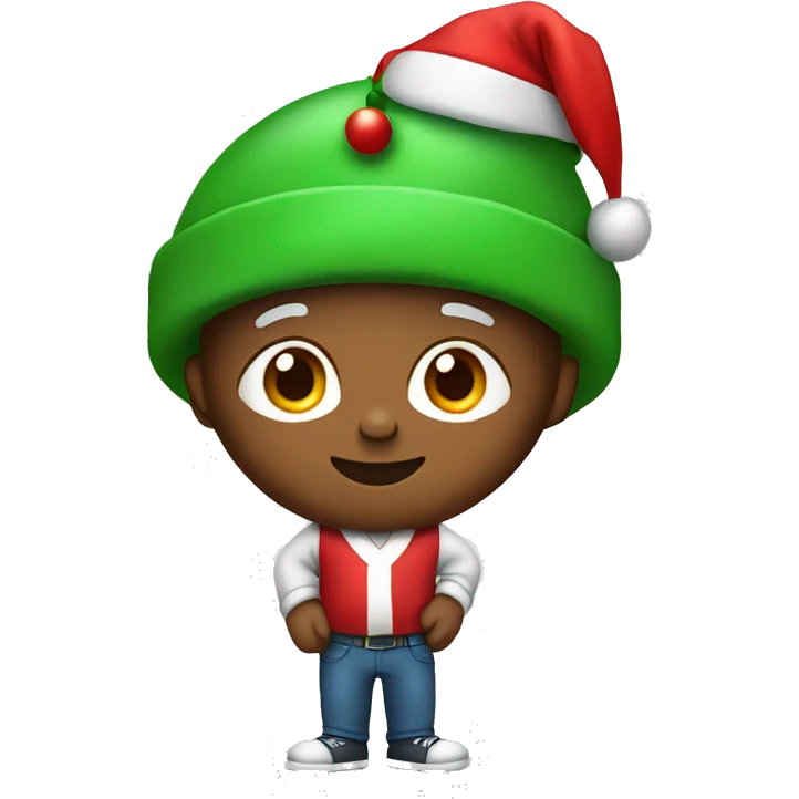 First male with a Santa hat and a Christmas tree ball in his paws emoji