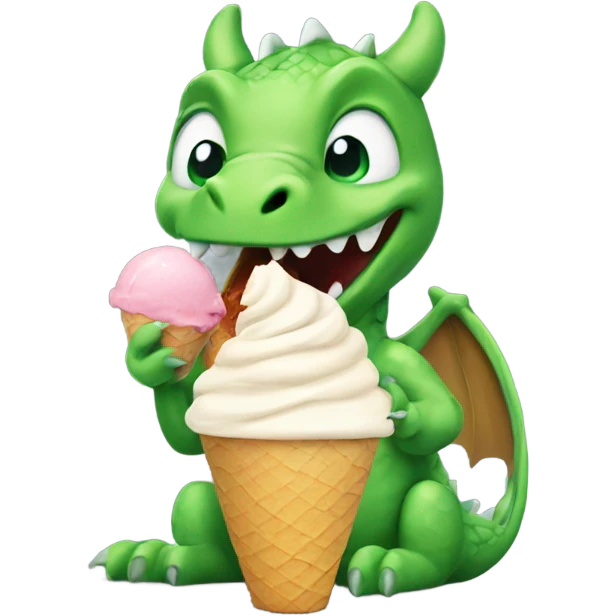 Dragon eating ice cream emoji