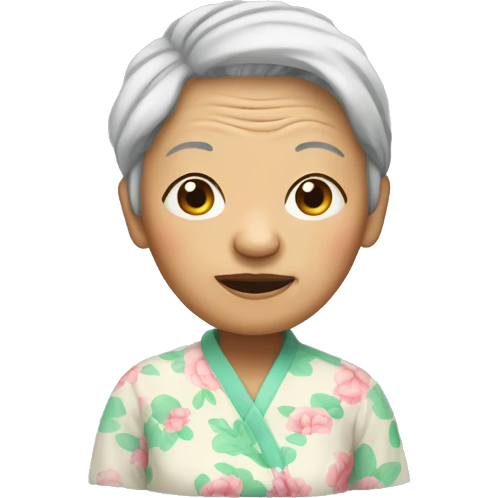 An  elderly  Asian  woman  in  pajamas  with  wrinkles. emoji