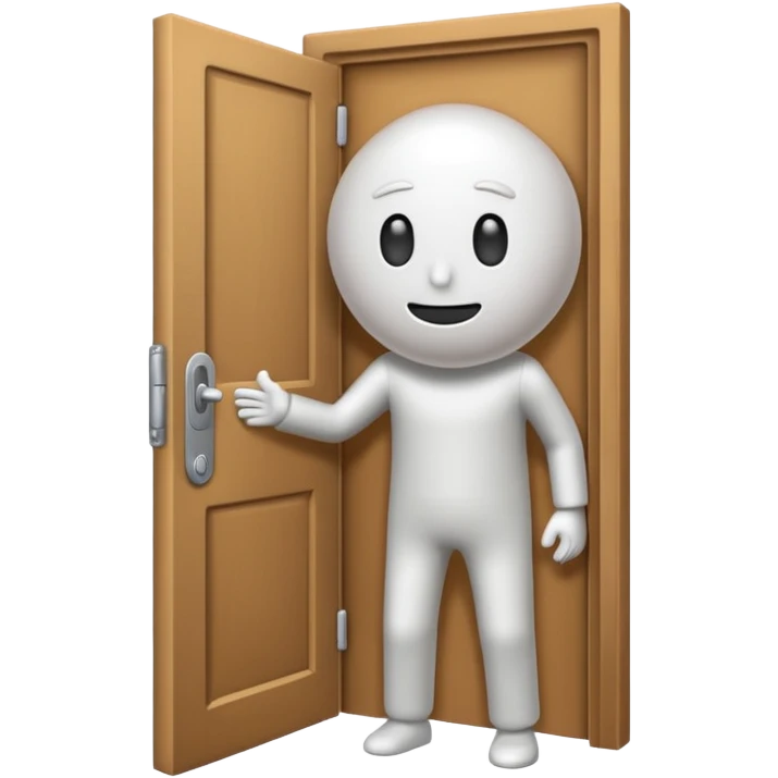 White emoji man opening door to leave  emoji