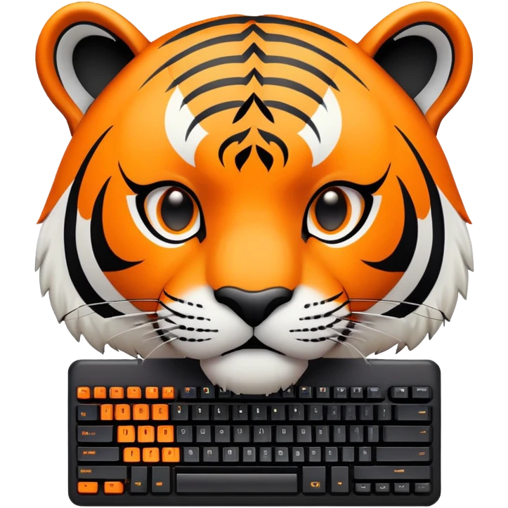 tiger face with gaming keyboard for PC gamers Twitch emote emoji