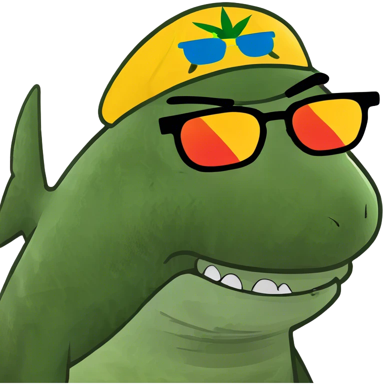 Shark with Jamaican hat emoji