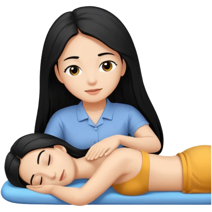 Back massage body the hair is long and black emoji