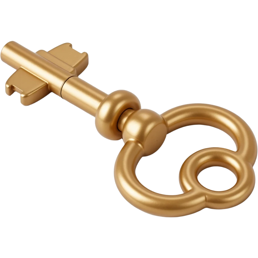 realistic metallic key with shiny reflections, skeuomorphism icon style emoji