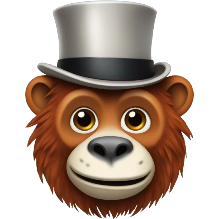 Mix of an orangutan and badger with a top hat on emoji