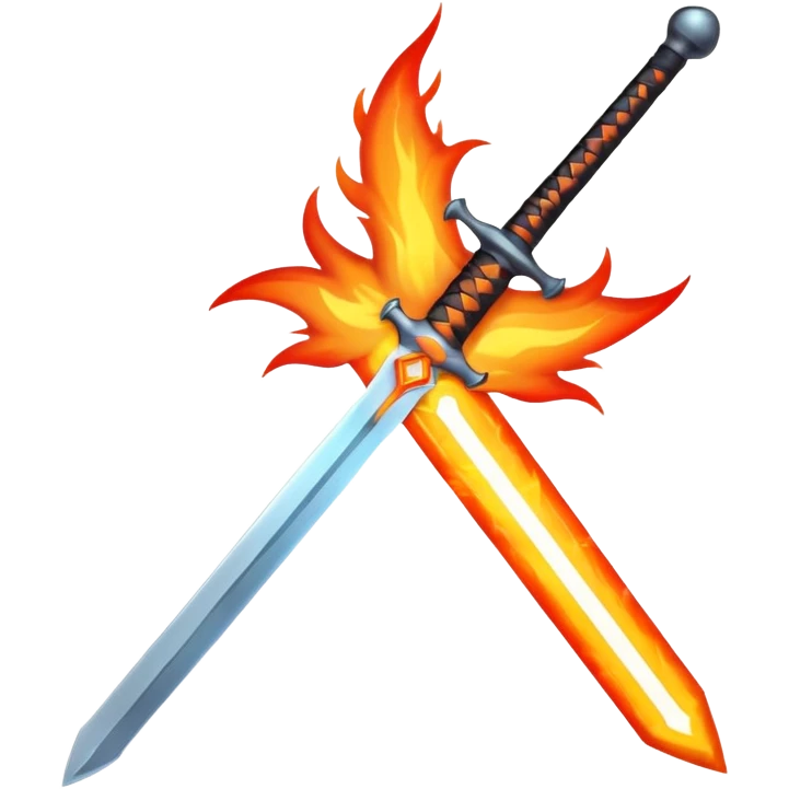 Flaming magic sword — fiery aura and sparks emoji